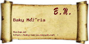 Baky Mária névjegykártya